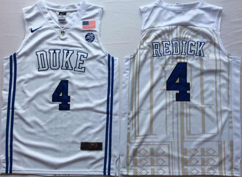 NCAA Men Duke Blue Devils White #4 REDICK